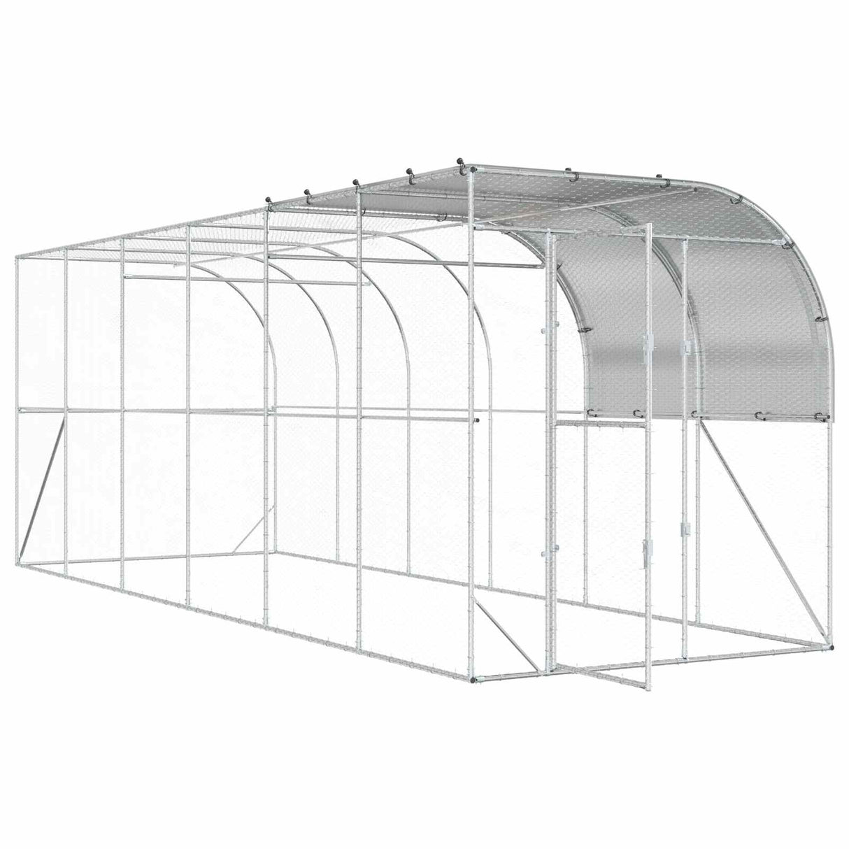Against Wall Chicken Coop Silver 600 x 200 x 215 cm