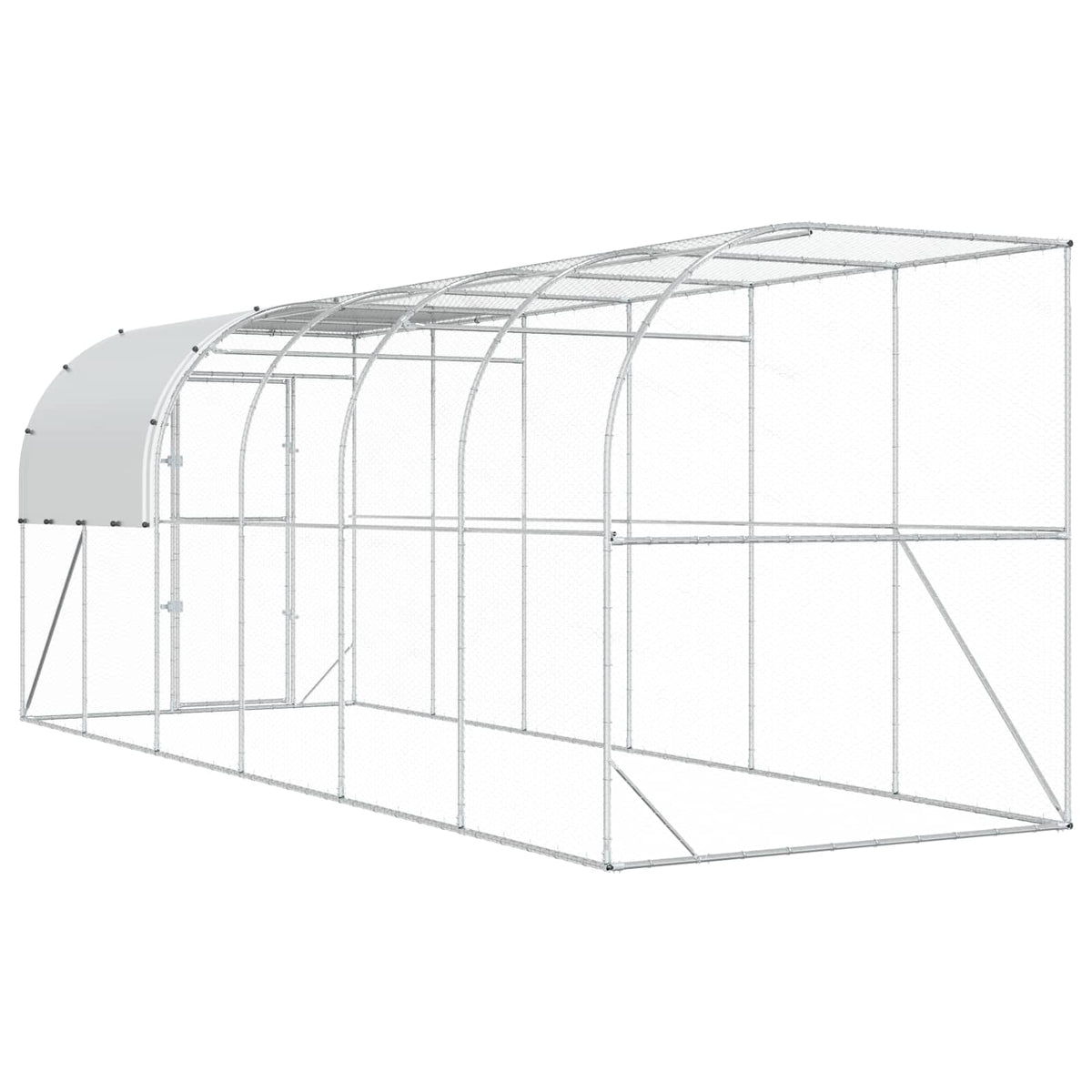 Against Wall Chicken Coop Silver 600 x 200 x 215 cm