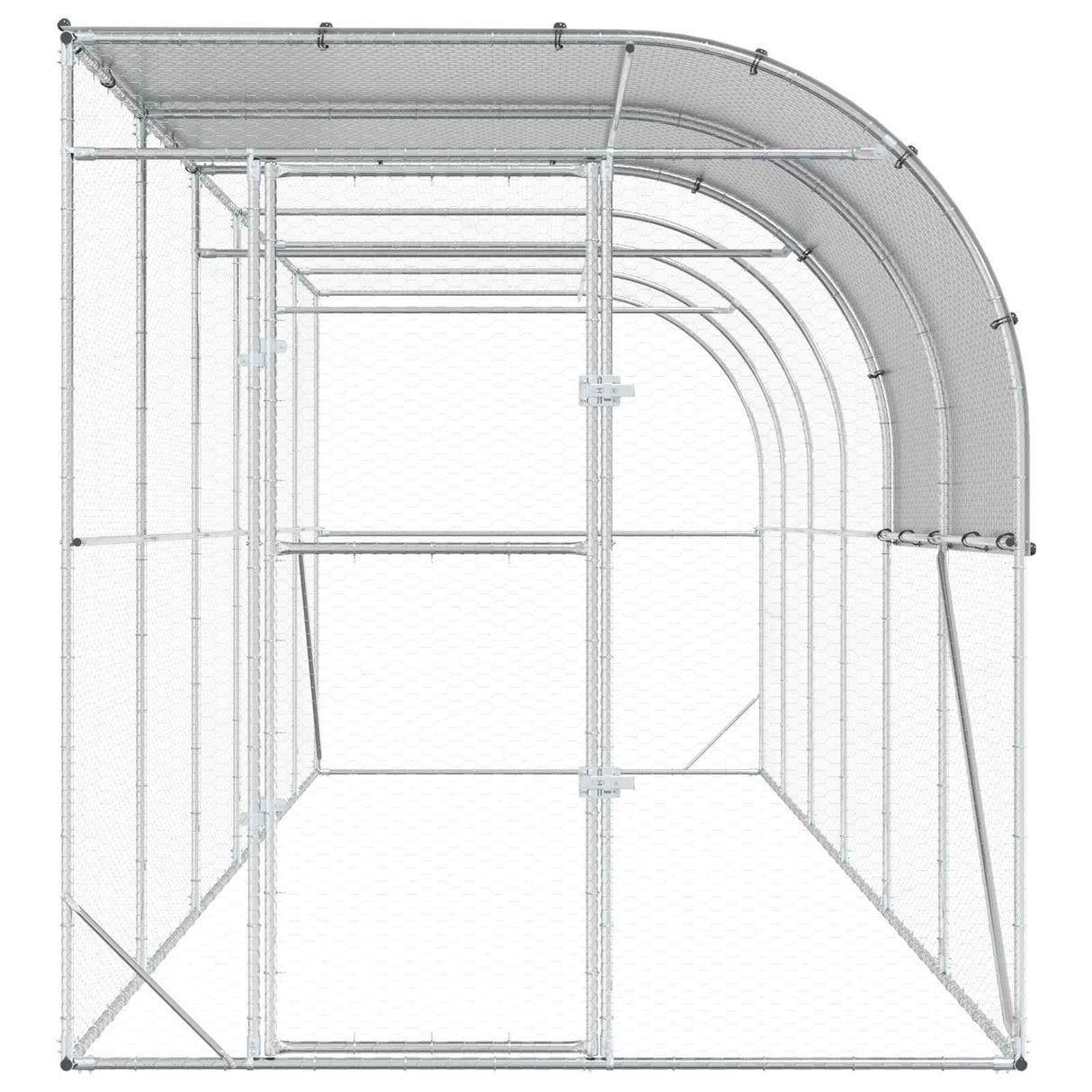 Against Wall Chicken Coop Silver 600 x 200 x 215 cm