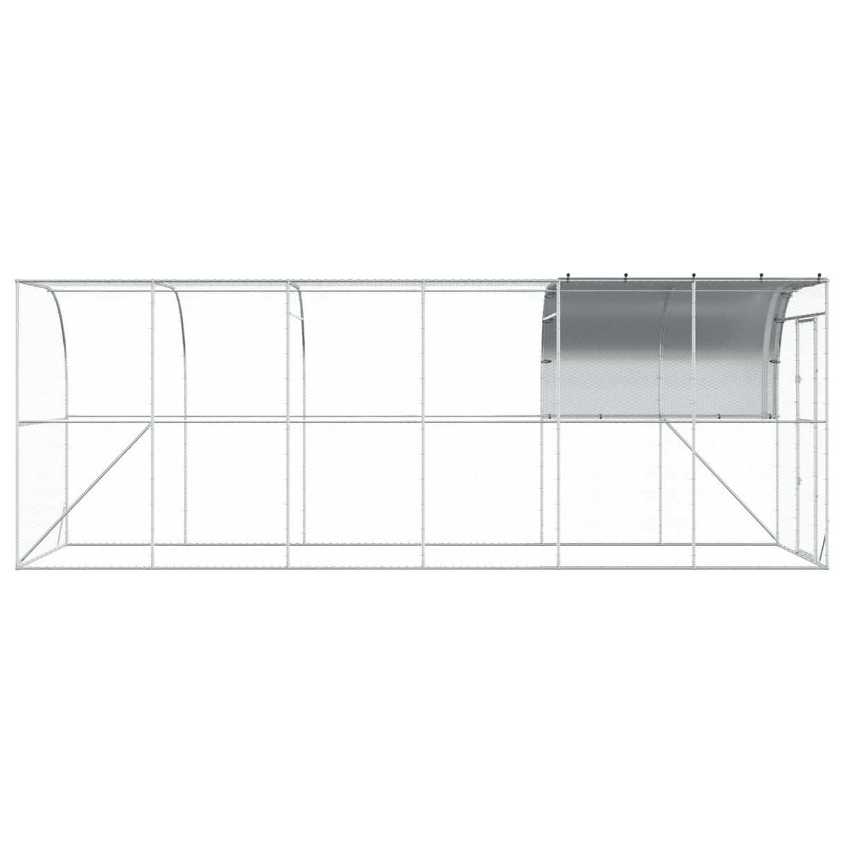 Against Wall Chicken Coop Silver 600 x 200 x 215 cm