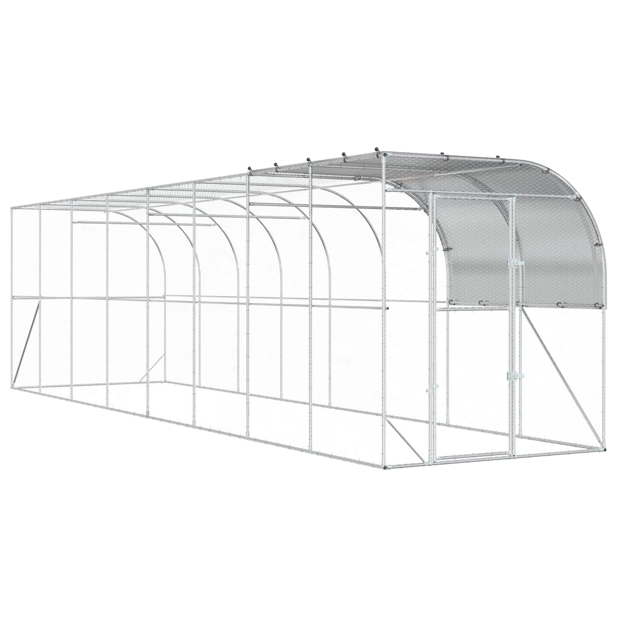 Against Wall Chicken Coop Silver 800 x 200 x 215 cm