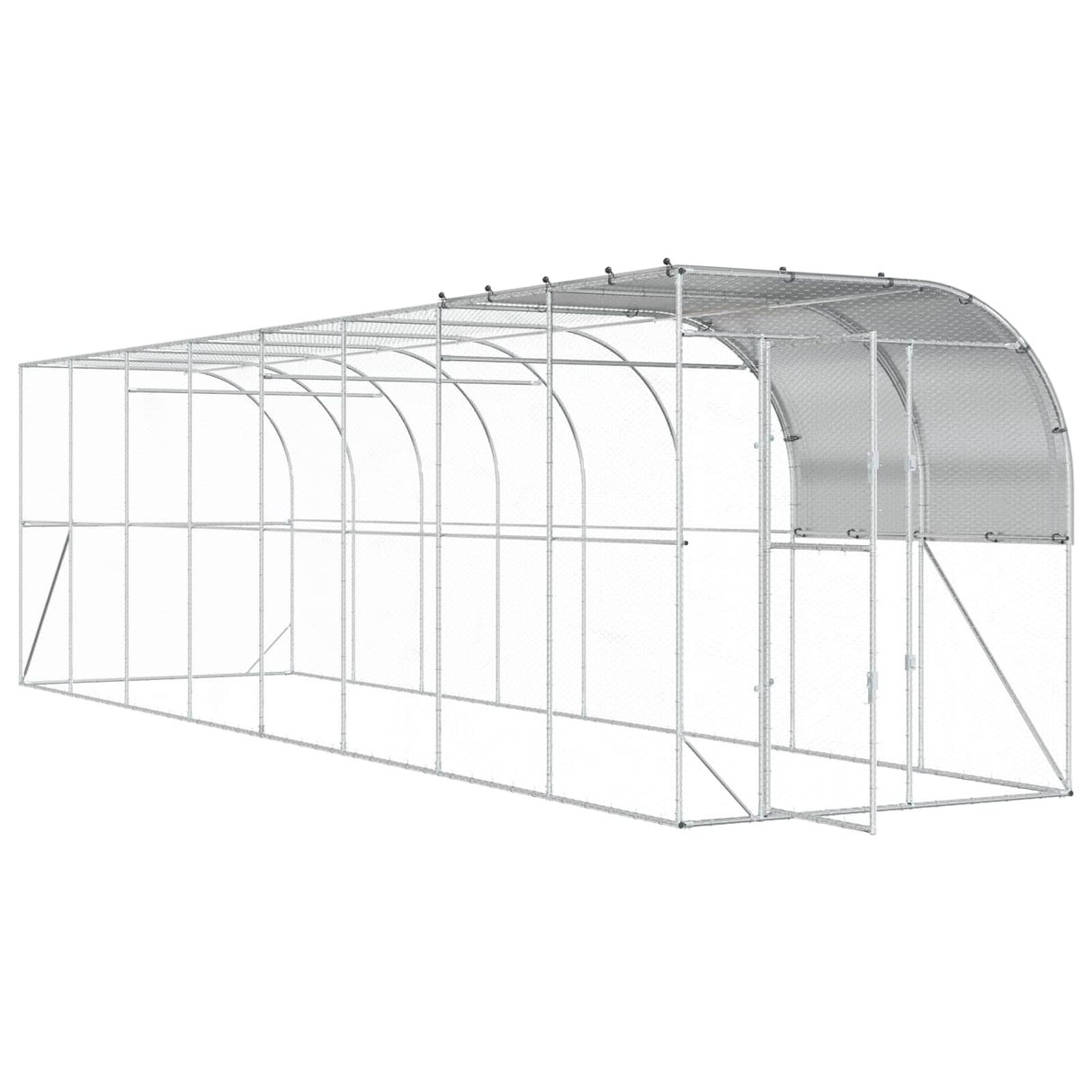 Against Wall Chicken Coop Silver 800 x 200 x 215 cm