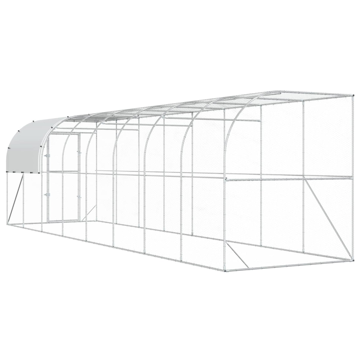 Against Wall Chicken Coop Silver 800 x 200 x 215 cm