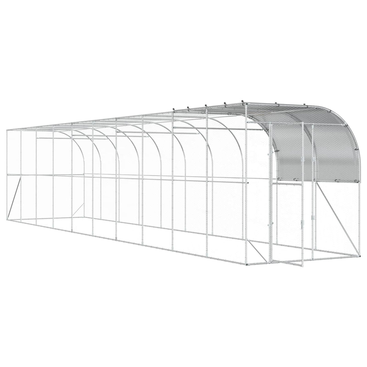 Against Wall Chicken Coop Silver 1000 x 200 x 215 cm