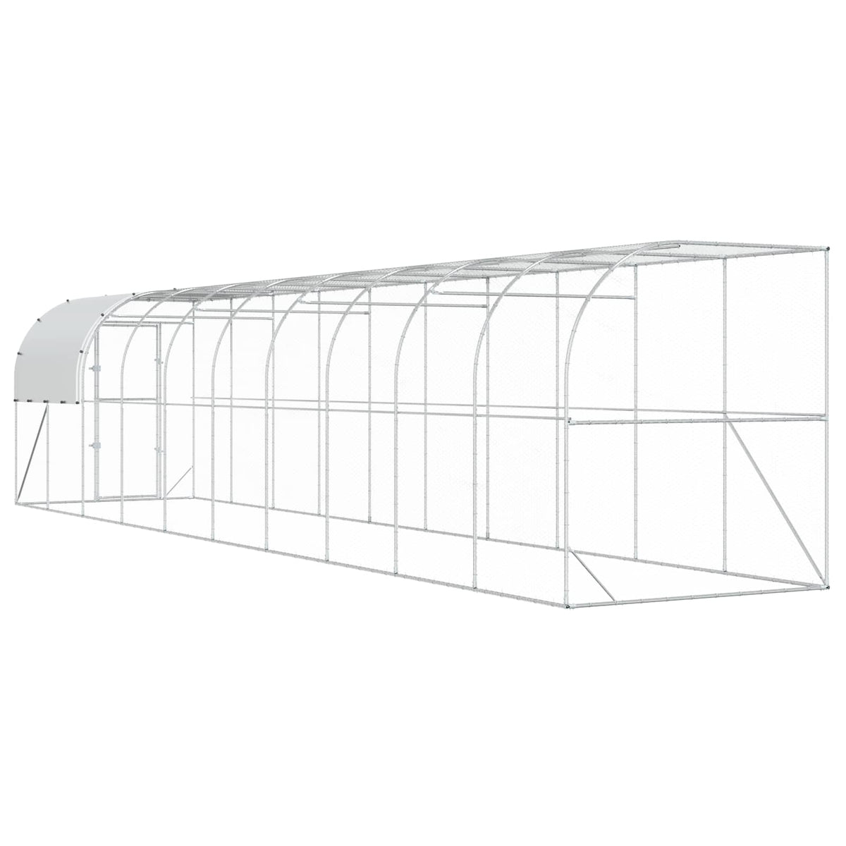 Against Wall Chicken Coop Silver 1000 x 200 x 215 cm