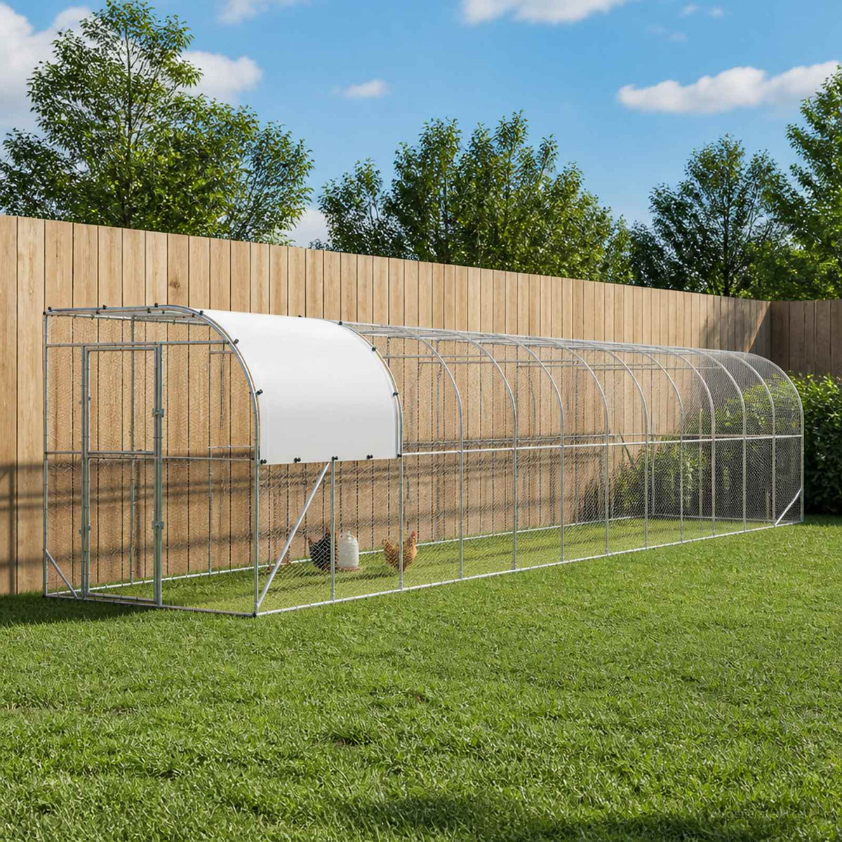 Against Wall Chicken Coop Silver 1200 x 200 x 215 cm
