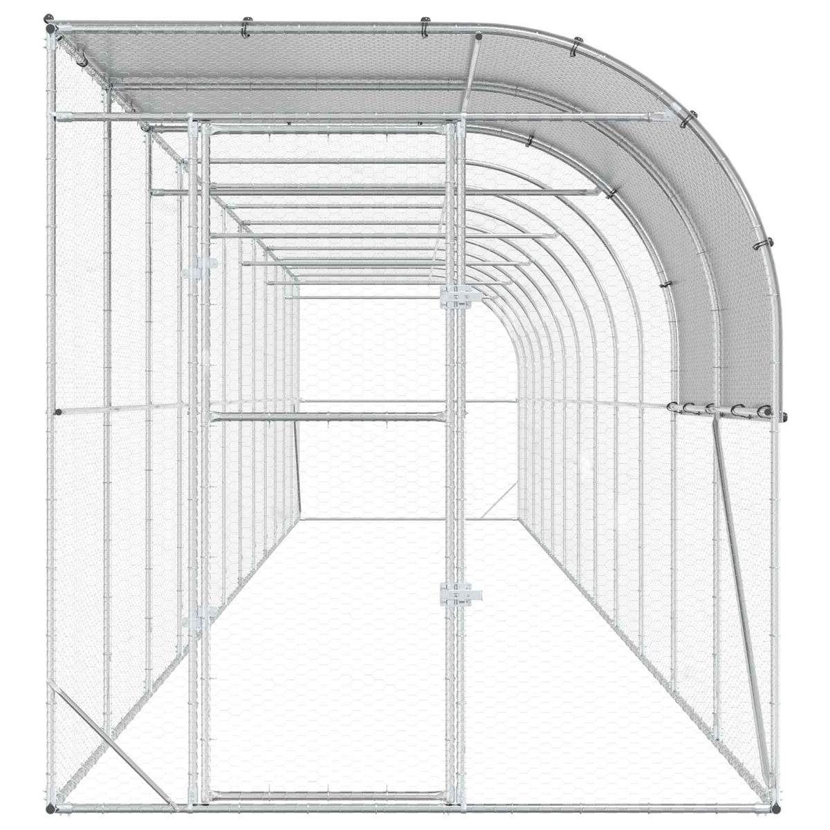 Against Wall Chicken Coop Silver 1200 x 200 x 215 cm