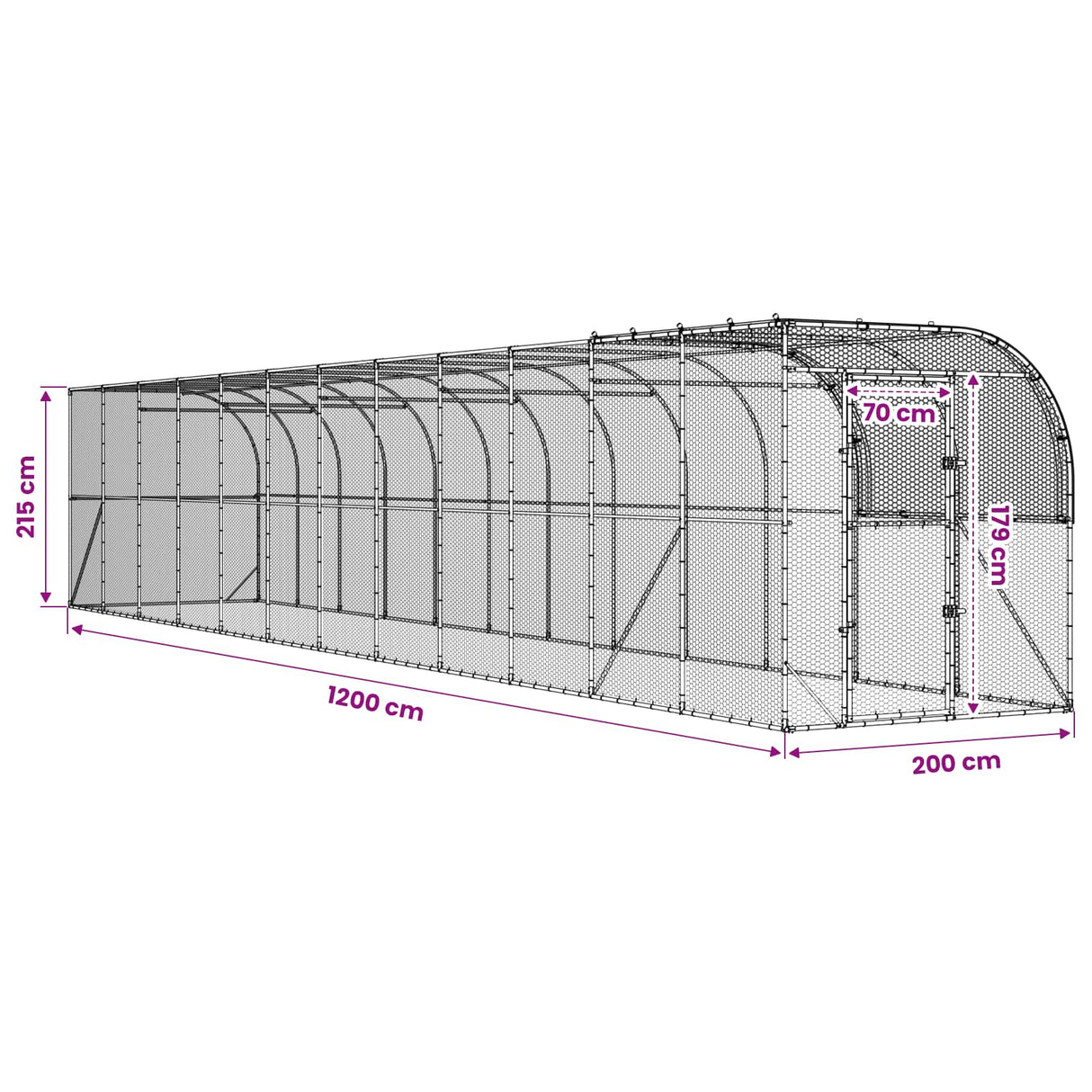Against Wall Chicken Coop Silver 1200 x 200 x 215 cm