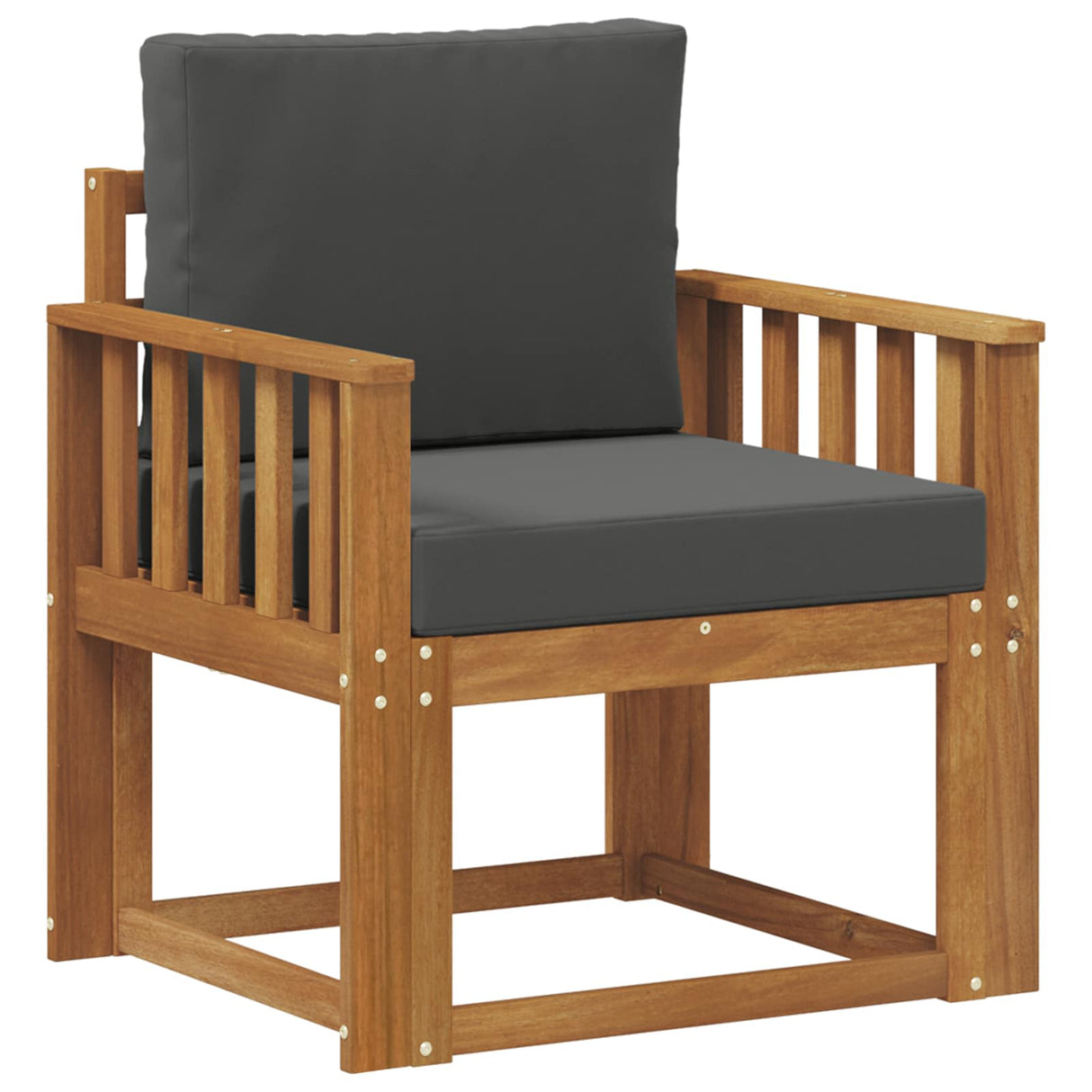 Outdoor Sofa Solid Acacia Wood and Polyester Natural