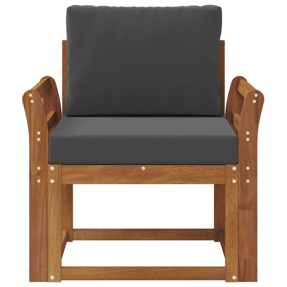 Outdoor Sofa Solid Acacia Wood and Polyester Natural