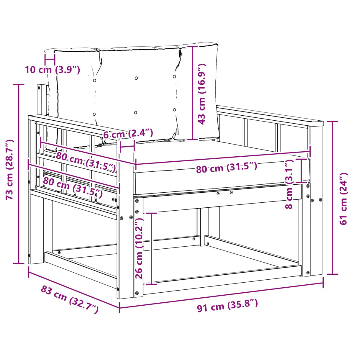 Outdoor Middle Sofa Natural