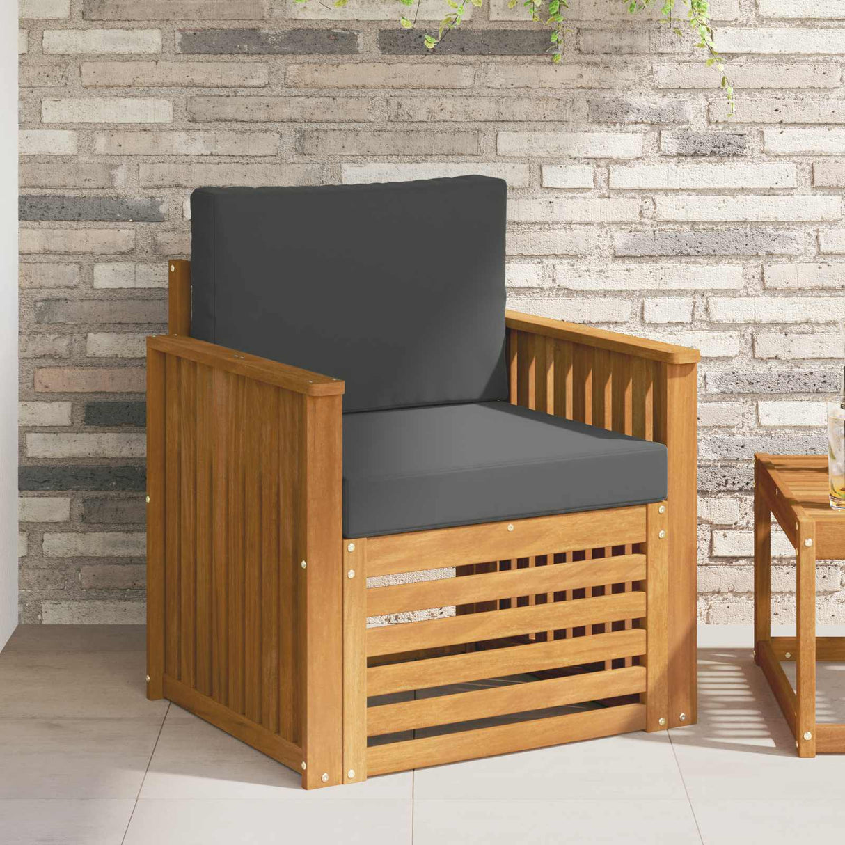 Outdoor Sofa Set Solid Acacia Wood and Polyester