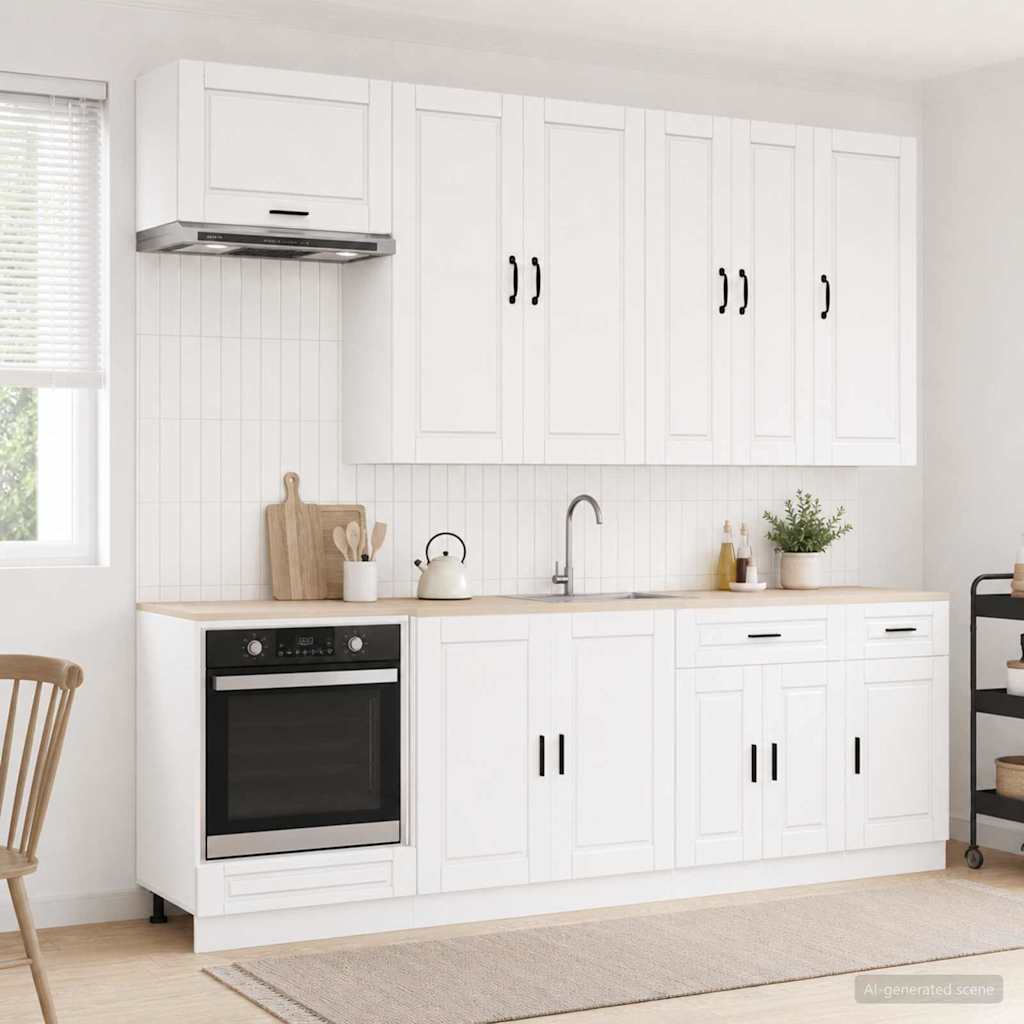 Kitchen Unit PORTO 8 pcs High Gloss White Engineered Wood