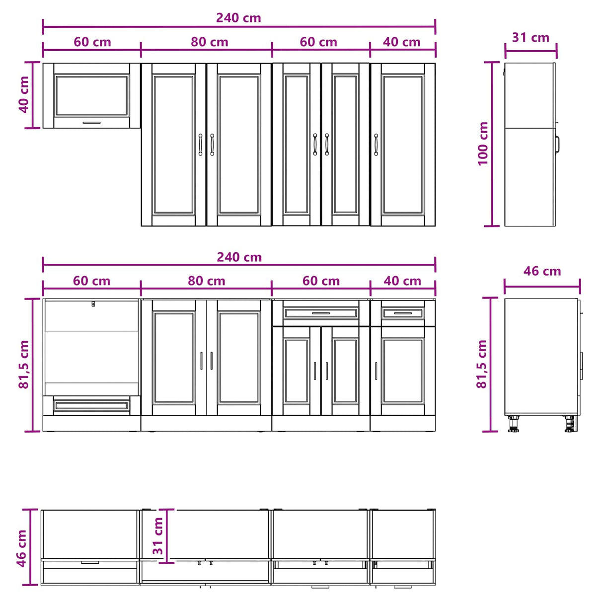 Kitchen Unit PORTO 8 pcs High Gloss White Engineered Wood