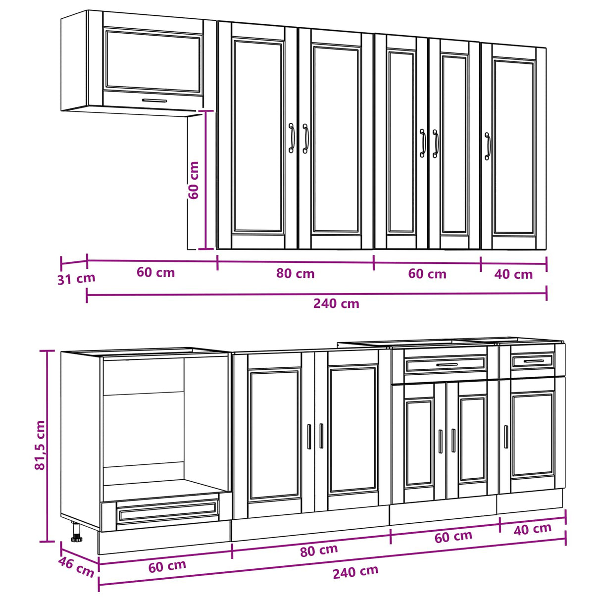 Kitchen Unit PORTO 8 pcs High Gloss White Engineered Wood