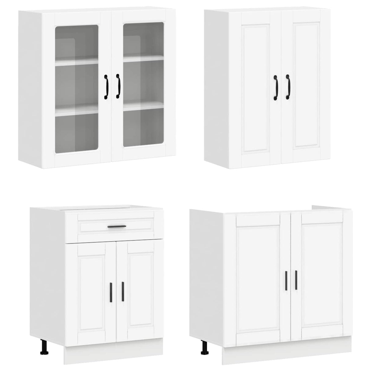Cabinet Set with Drawer with Shelf 8 pcs White Engineered Wood