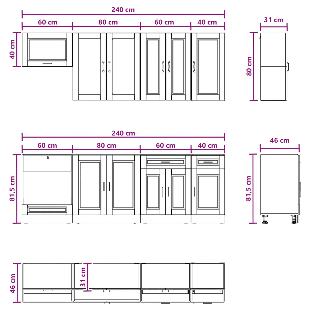 Kitchen Unit PORTO 8 pcs White Engineered Wood