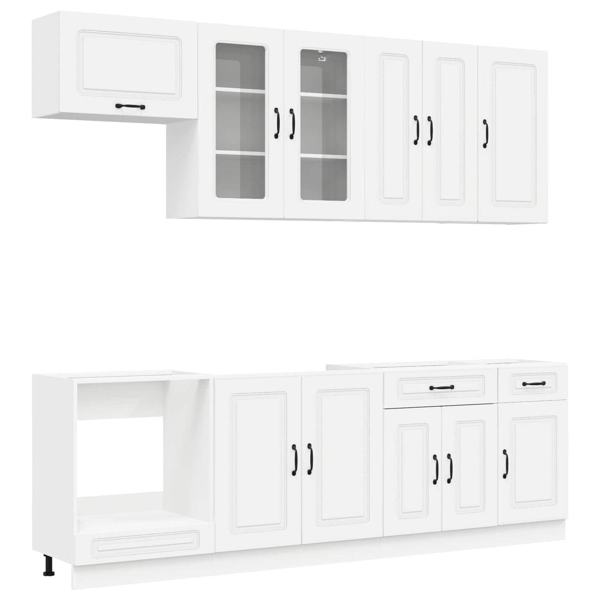 Cabinet Set with Drawer with Shelf 8 pcs White Engineered Wood