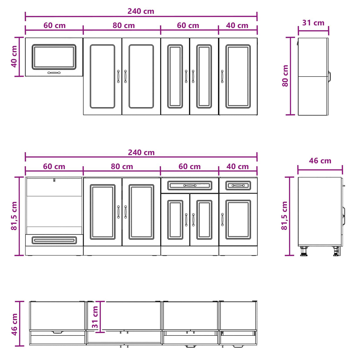 Kitchen Unit KALMAR 8 pcs White Engineered Wood