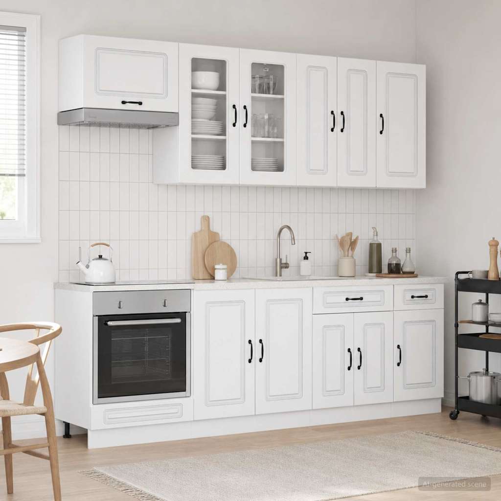 Kitchen Unit KALMAR 8 pcs High Gloss White Engineered Wood