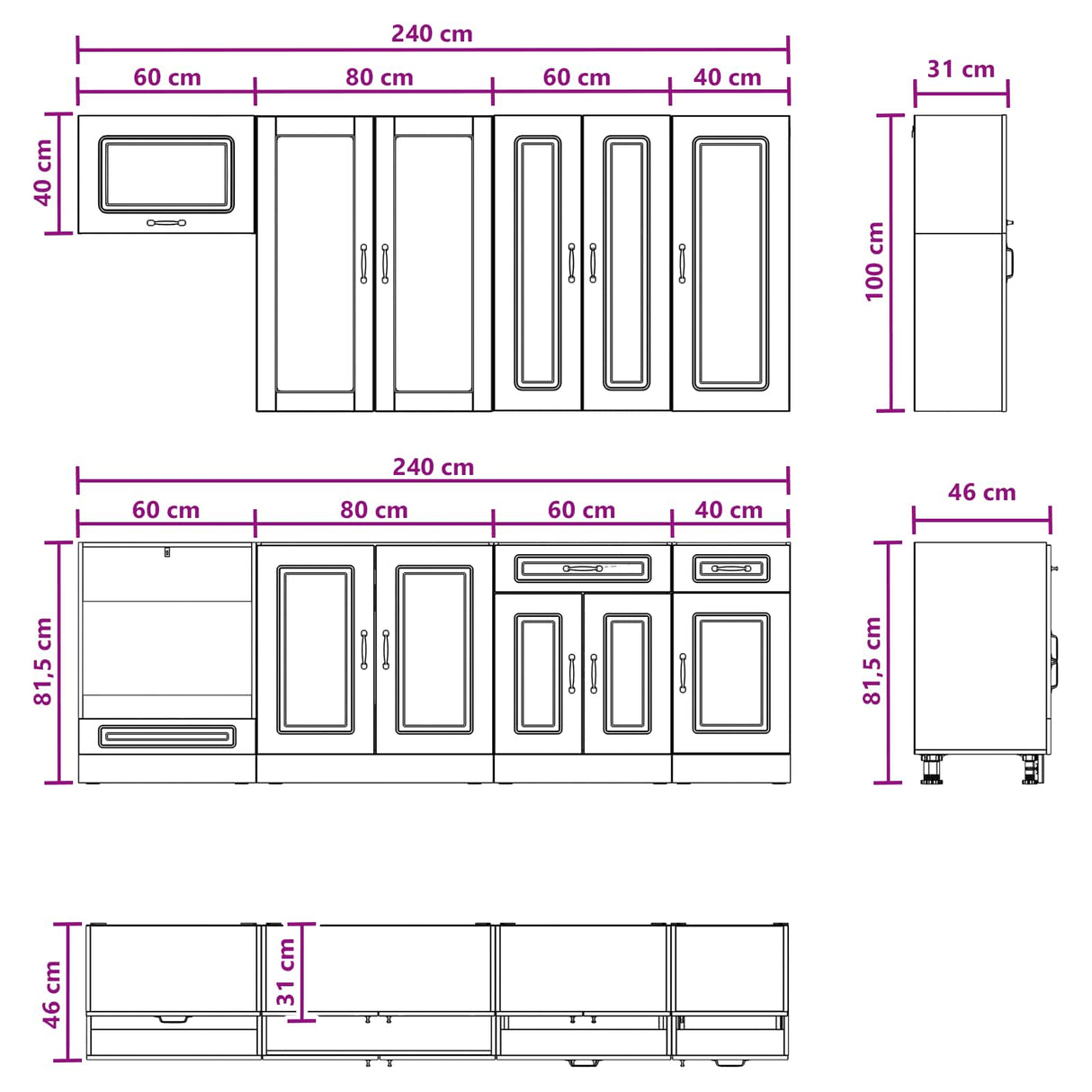 Kitchen Unit KALMAR 8 pcs White Engineered Wood
