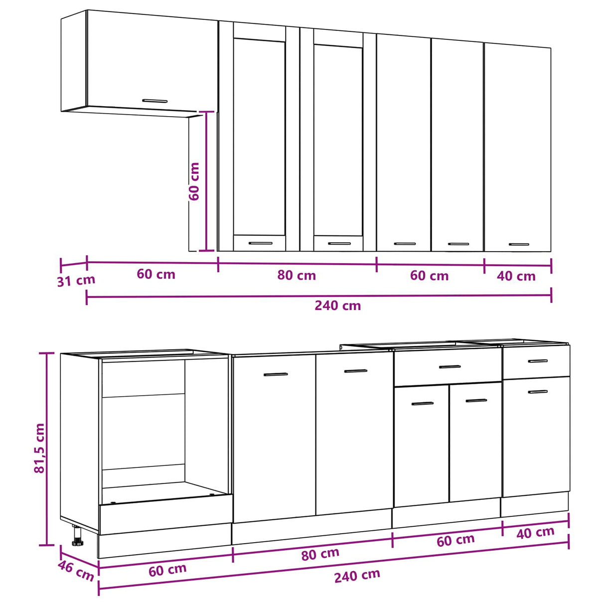 Kitchen Unit LYON 8 pcs White Engineered Wood
