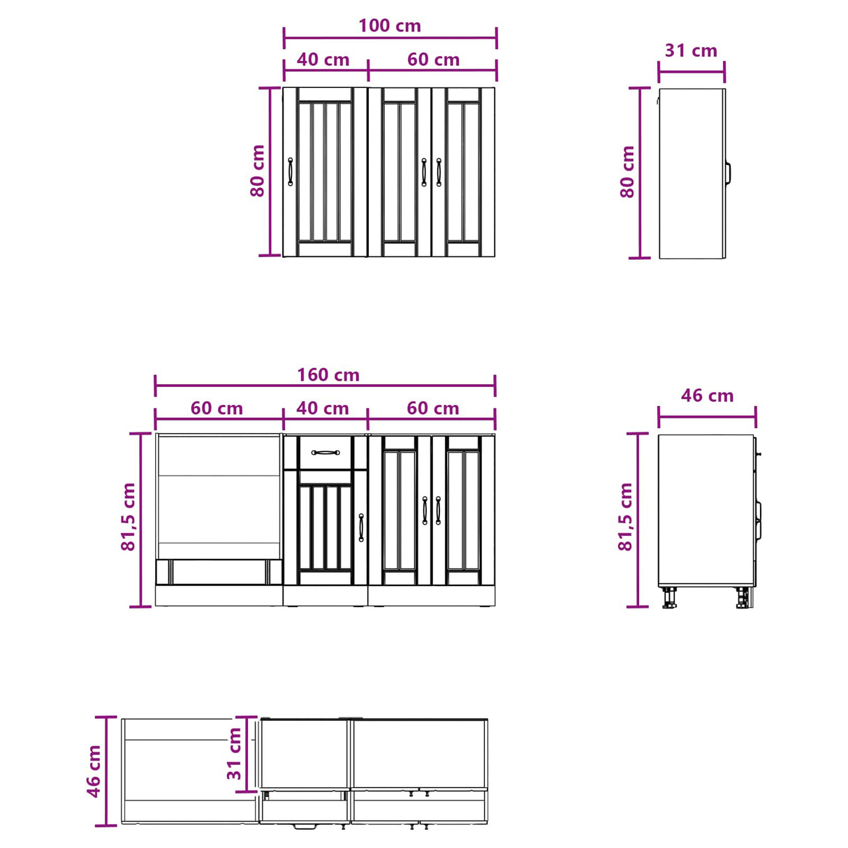 Kitchen Unit LUCCA 5 pcs High Gloss White Engineered Wood
