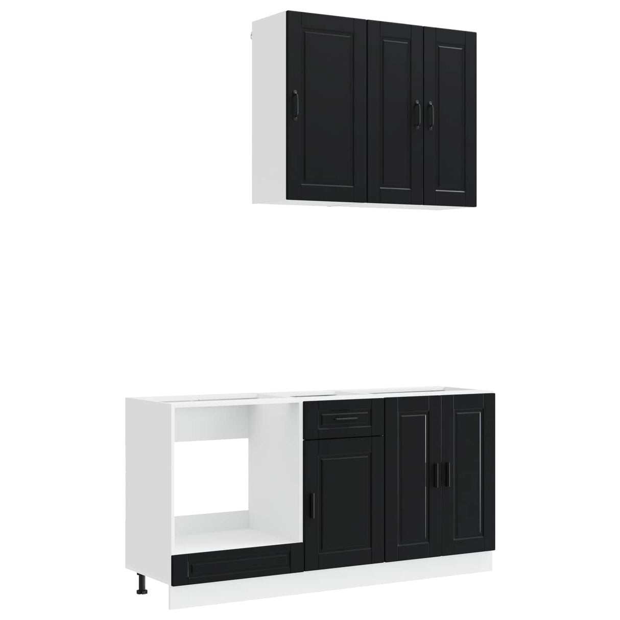 Kitchen Unit PORTO 5 pcs Black Engineered Wood