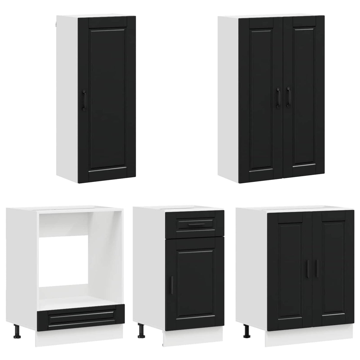 Kitchen Unit PORTO 5 pcs Black Engineered Wood