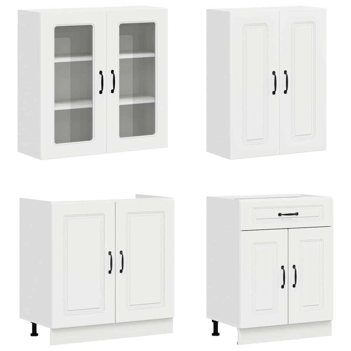 Kitchen Unit KALMAR 4 pcs High Gloss White Engineered Wood
