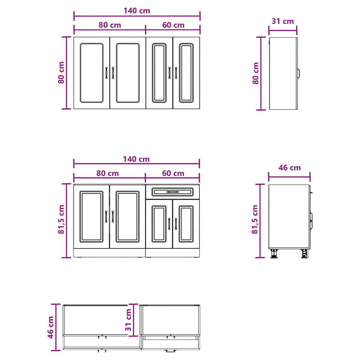 Kitchen Unit KALMAR 4 pcs High Gloss White Engineered Wood