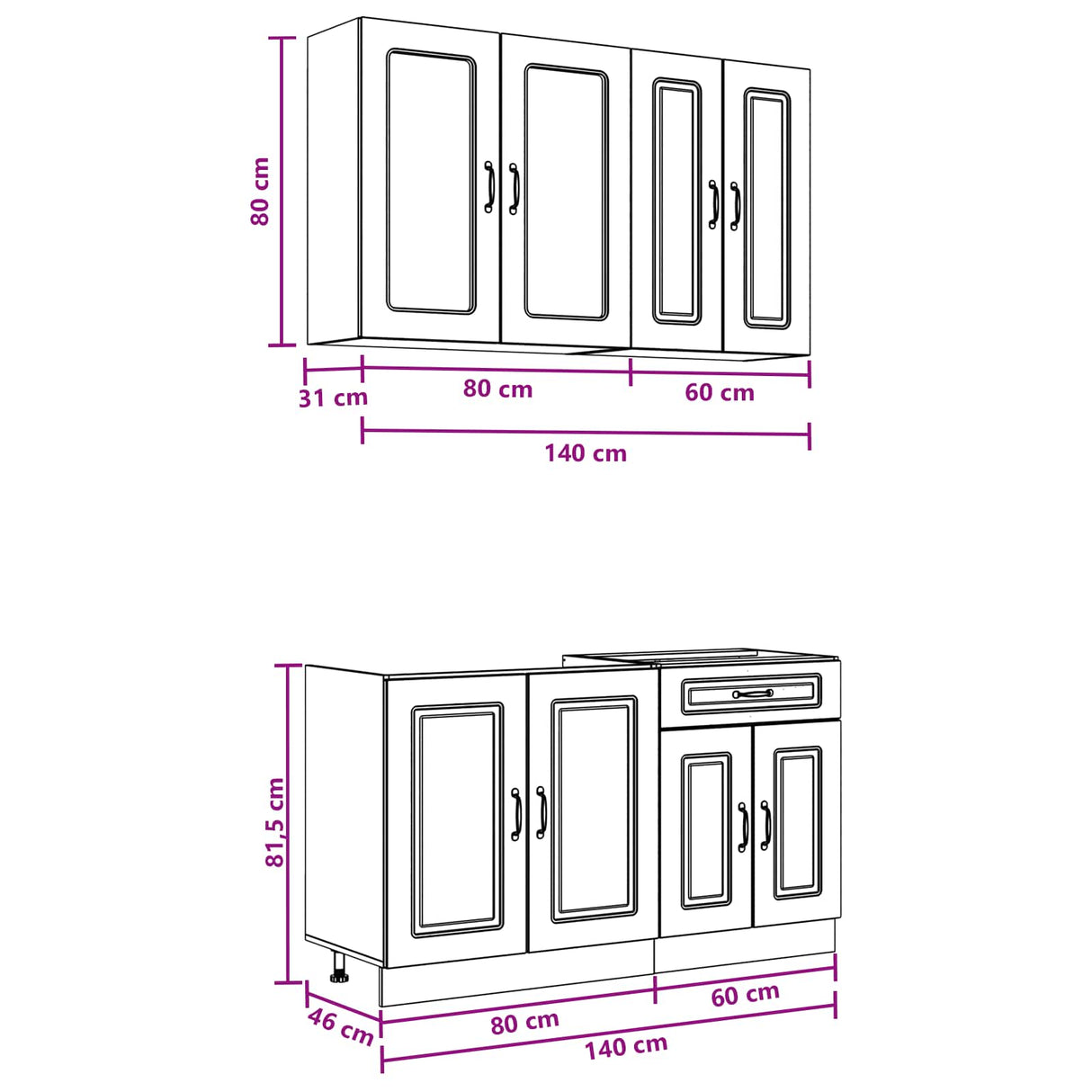 Kitchen Unit KALMAR 4 pcs High Gloss White Engineered Wood