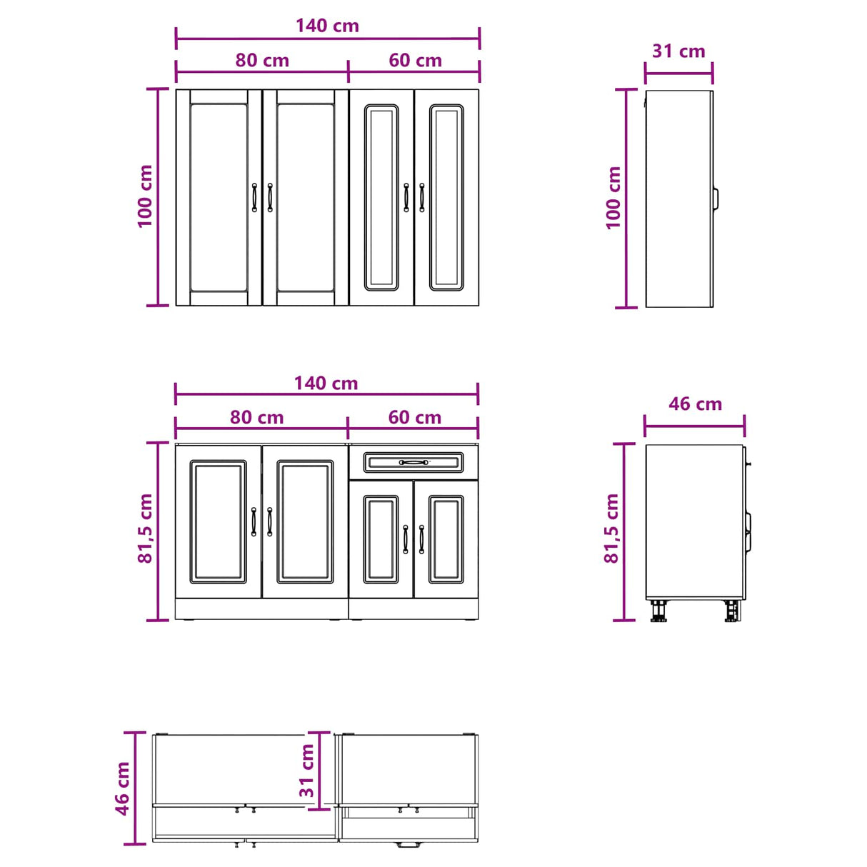 Kitchen Unit KALMAR 4 pcs White Engineered Wood