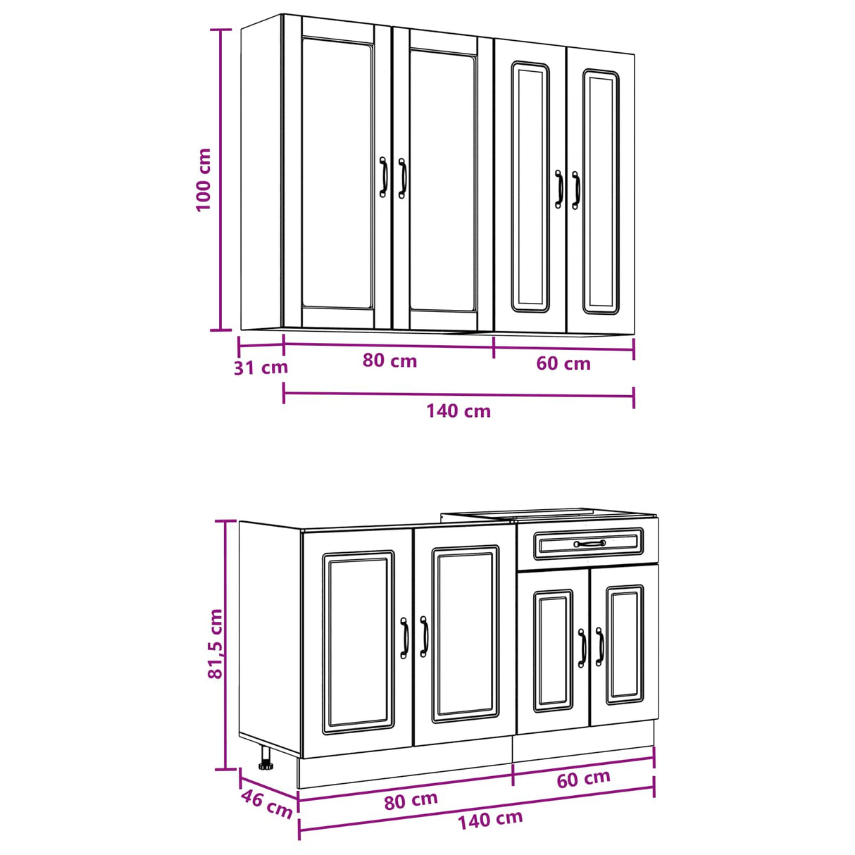 Kitchen Unit KALMAR 4 pcs High Gloss White Engineered Wood