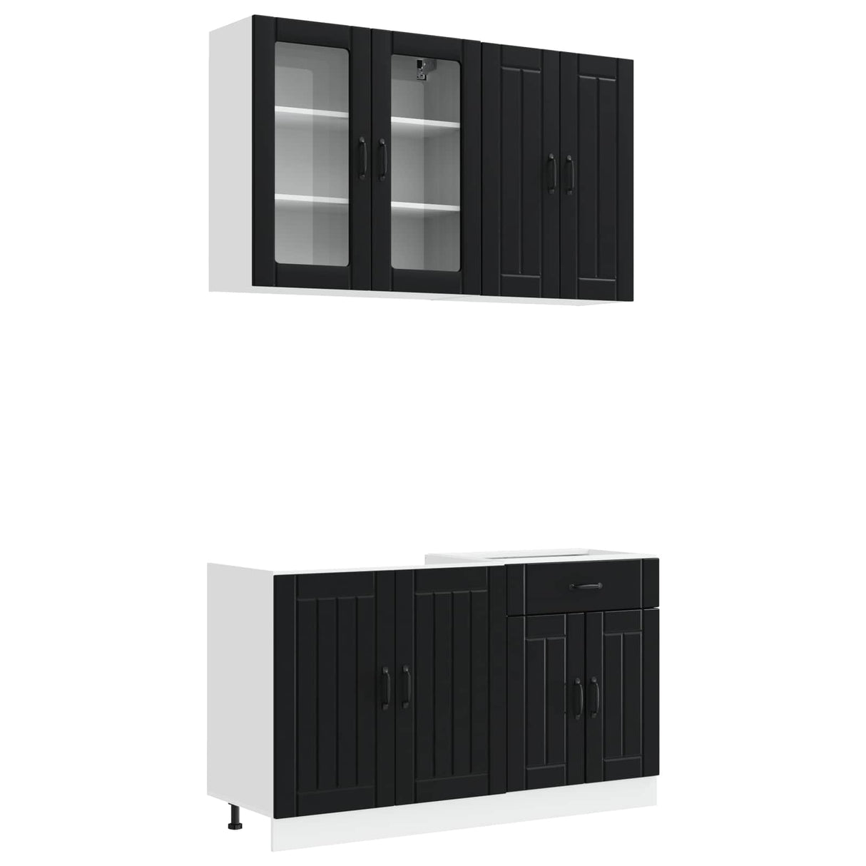 Kitchen Unit LUCCA 4 pcs Black Engineered Wood