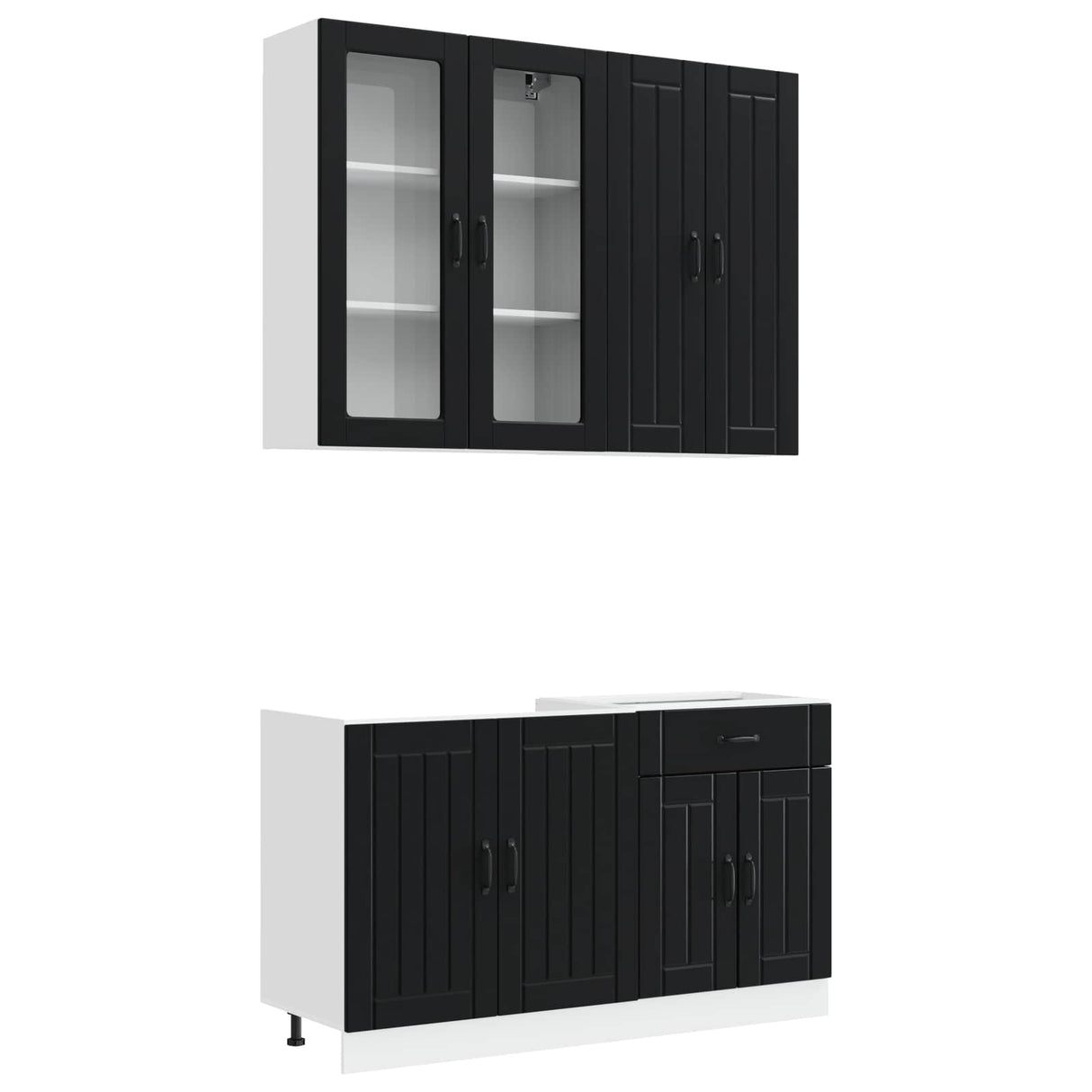 Kitchen Unit LUCCA 4 pcs Black Engineered Wood
