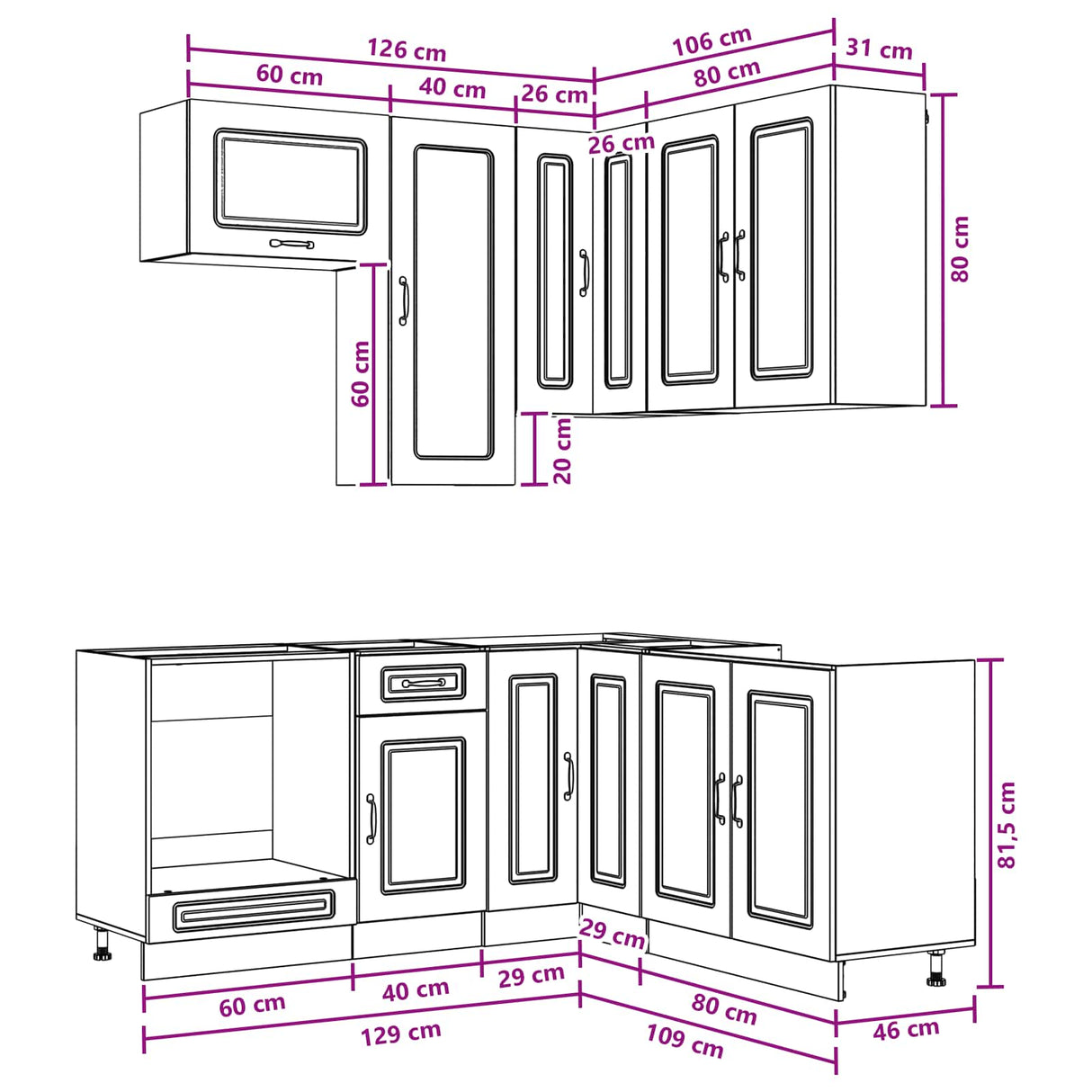Kitchen Unit KALMAR 8 pcs High Gloss White Engineered Wood