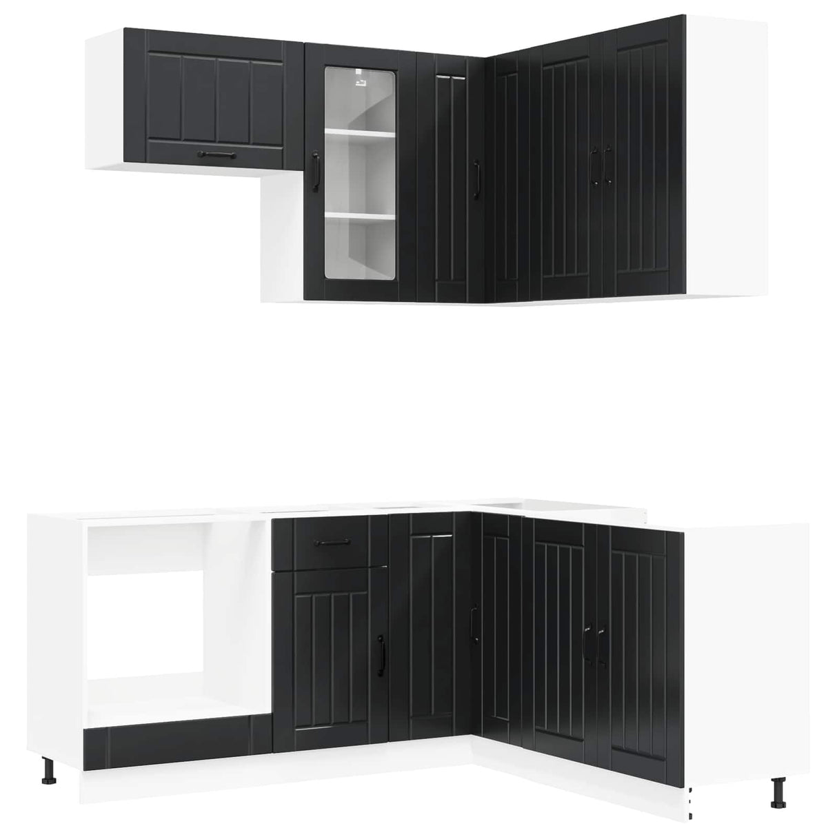 Kitchen Unit LUCCA 8 pcs Black Engineered Wood