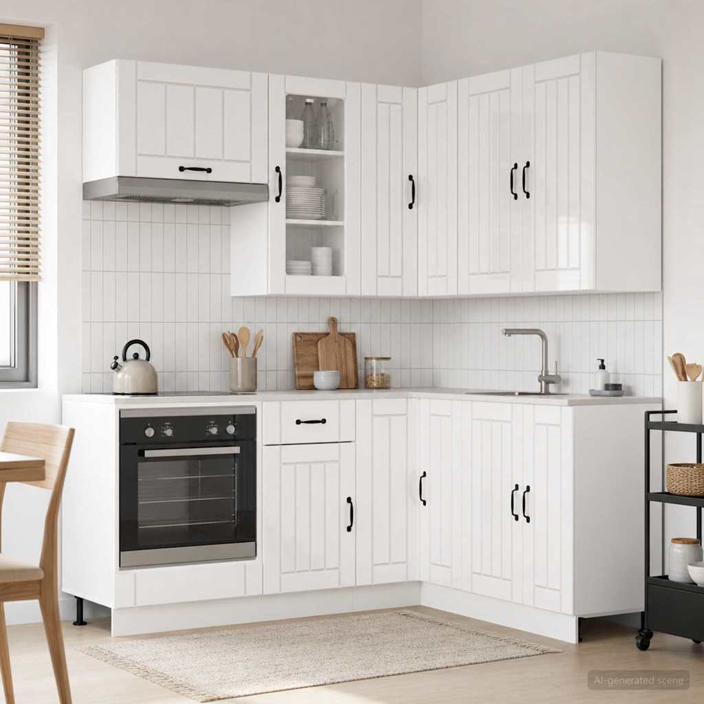 Kitchen Unit LUCCA 8 pcs High Gloss White Engineered Wood