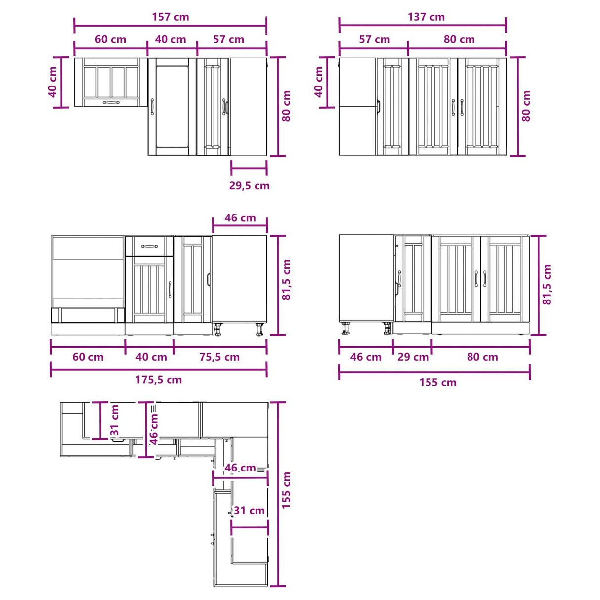 Kitchen Unit LUCCA 8 pcs High Gloss White Engineered Wood