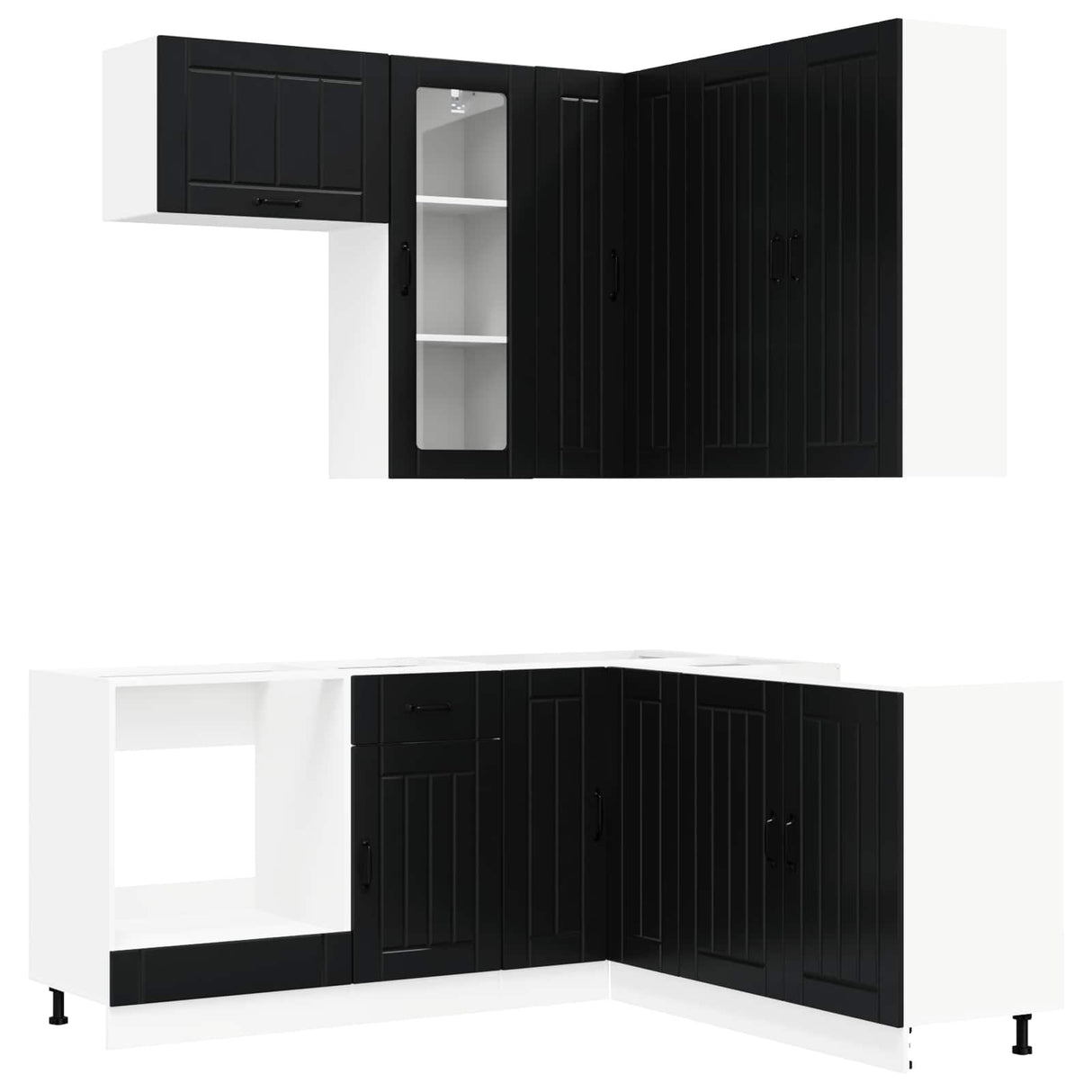 Kitchen Unit LUCCA 8 pcs Black Engineered Wood