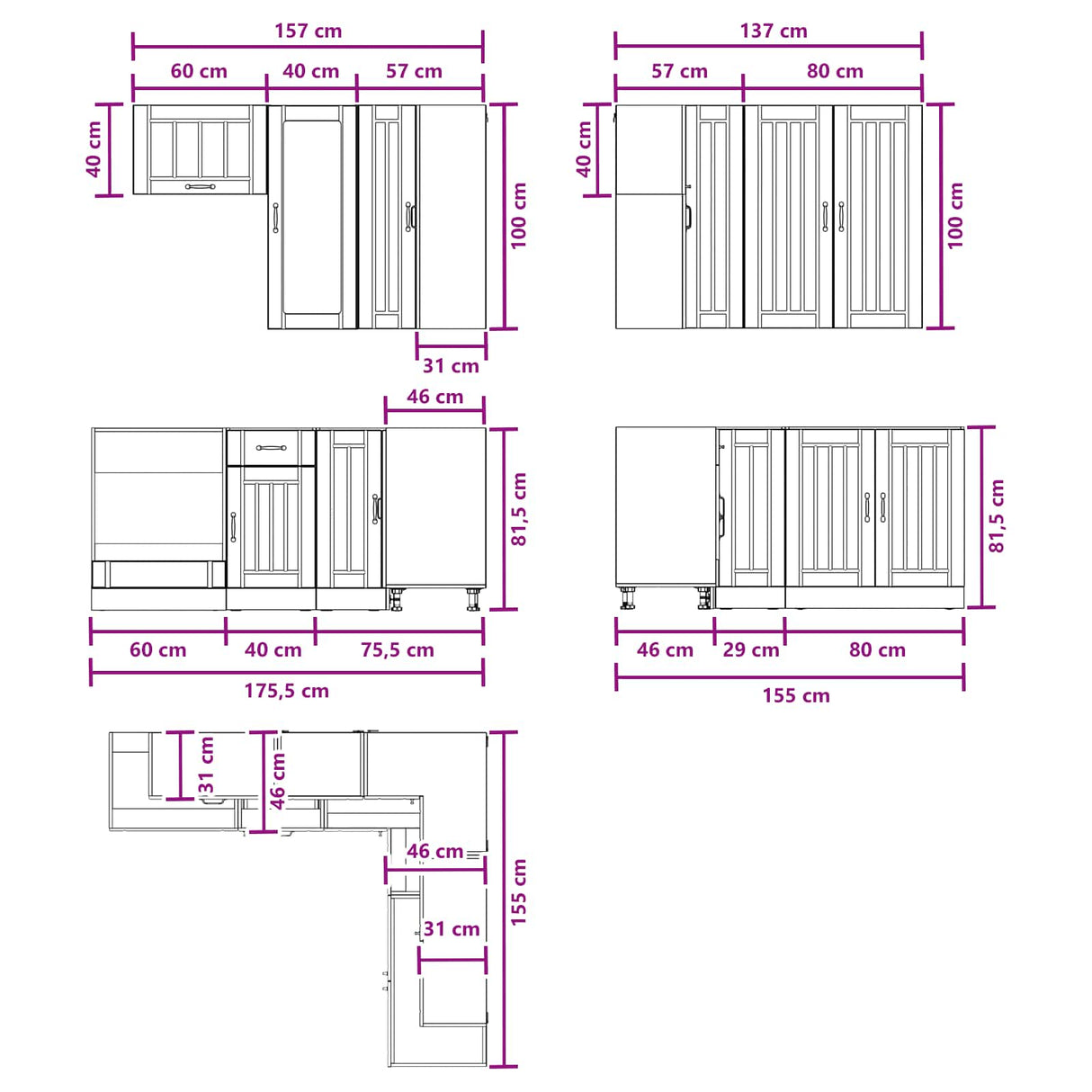 Kitchen Unit LUCCA 8 pcs High Gloss White Engineered Wood