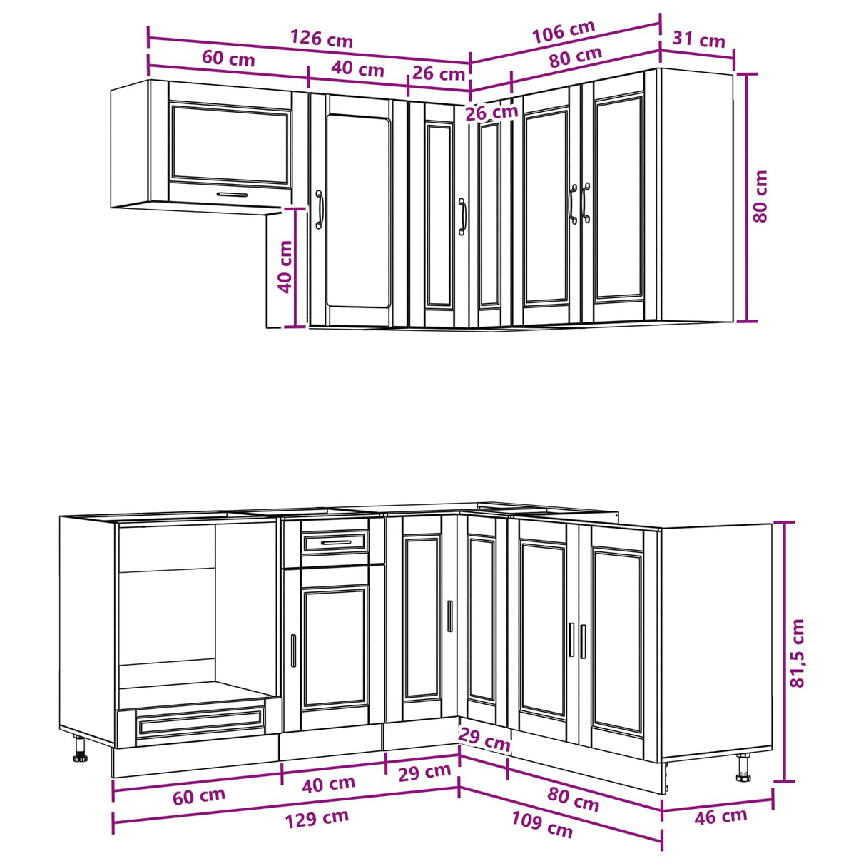 Kitchen Unit PORTO 8 pcs High Gloss White Engineered Wood