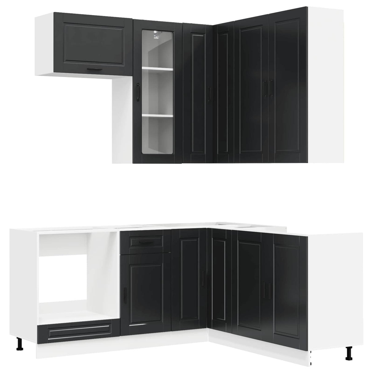 Kitchen Unit PORTO 8 pcs Black Engineered Wood