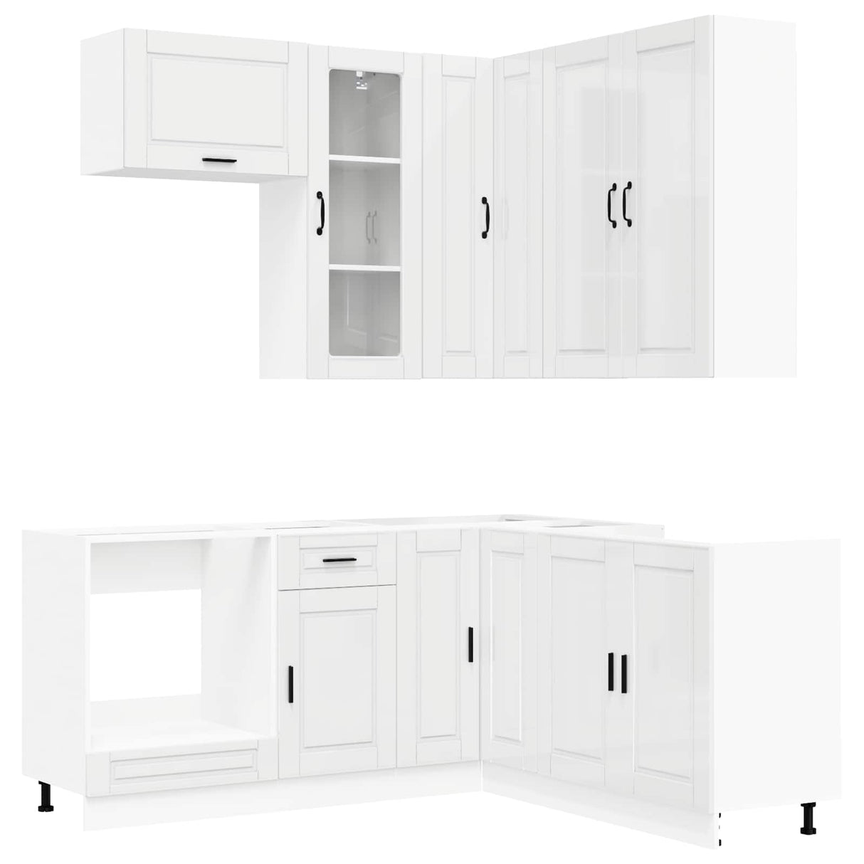 Kitchen Unit PORTO 8 pcs High Gloss White Engineered Wood