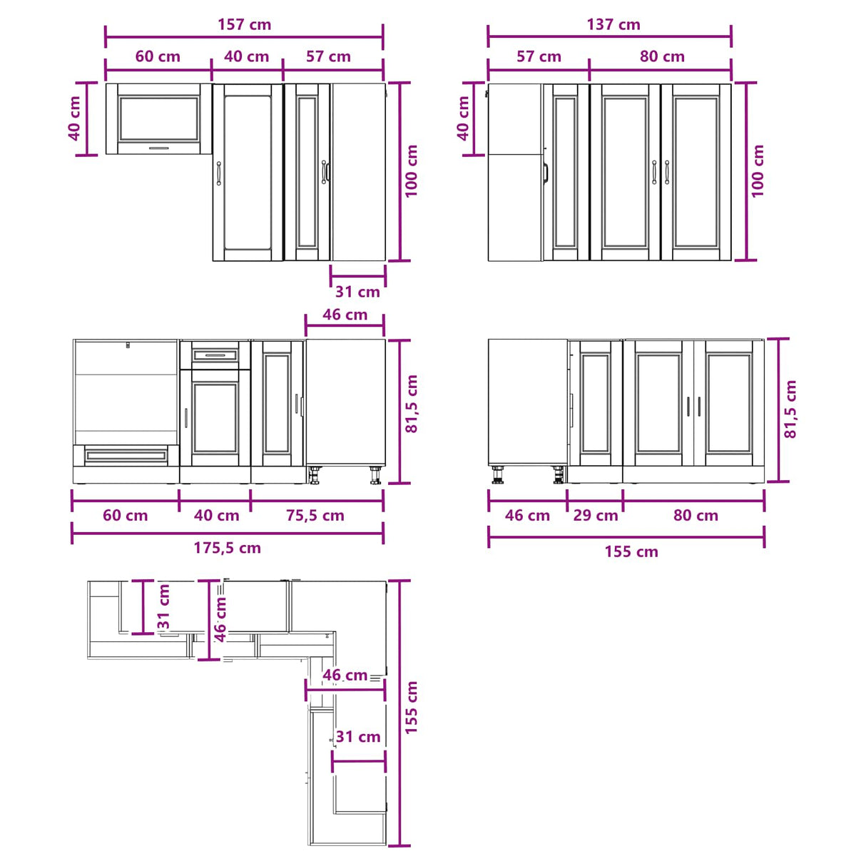 Kitchen Unit PORTO 8 pcs High Gloss White Engineered Wood