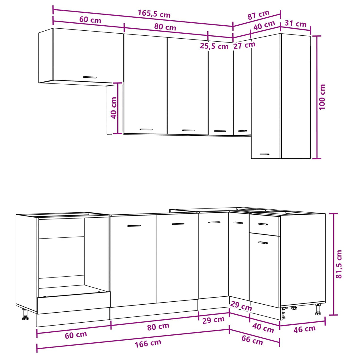 Kitchen Unit LYON 8 pcs White Engineered Wood