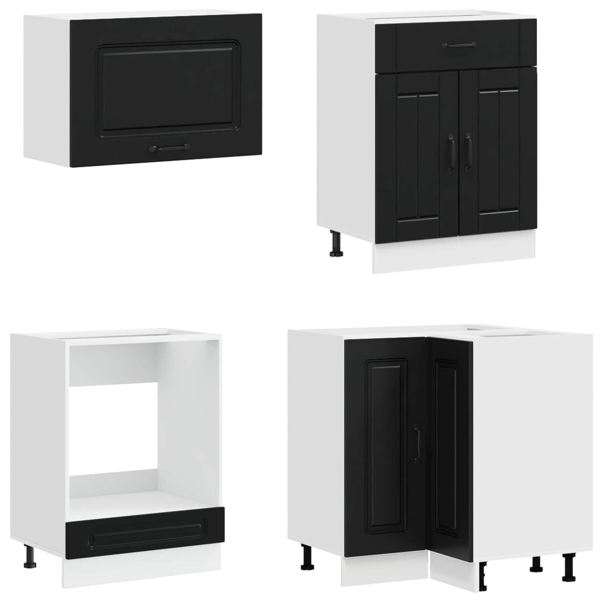 Kitchen Unit KALMAR 8 pcs Black Engineered Wood