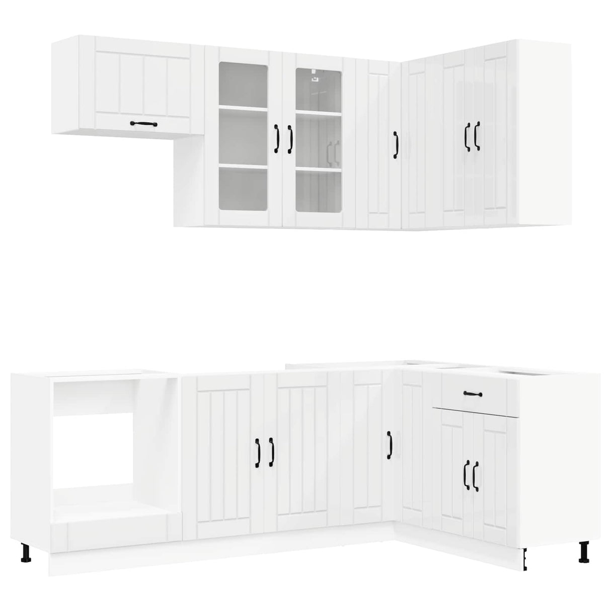 Kitchen Unit LUCCA 8 pcs High Gloss White Engineered Wood