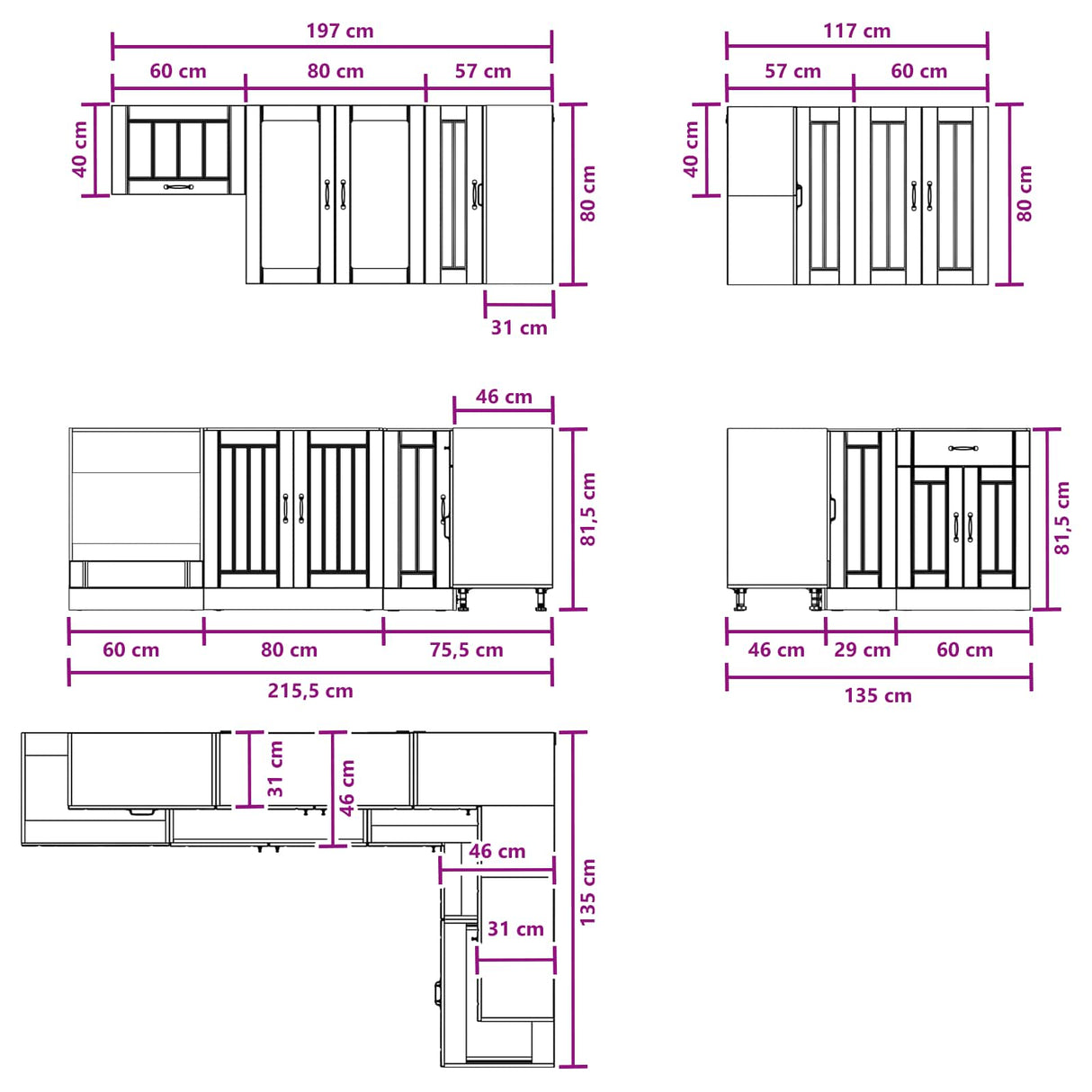 Kitchen Unit LUCCA 8 pcs High Gloss White Engineered Wood